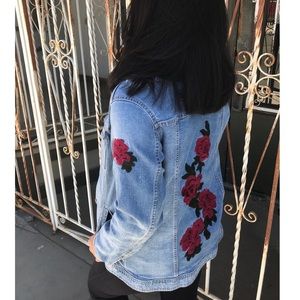 Red Rose Jean Jacket
